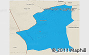 Political Panoramic Map of Ghadamis, shaded relief outside