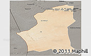 Satellite Panoramic Map of Ghadamis, darken, semi-desaturated