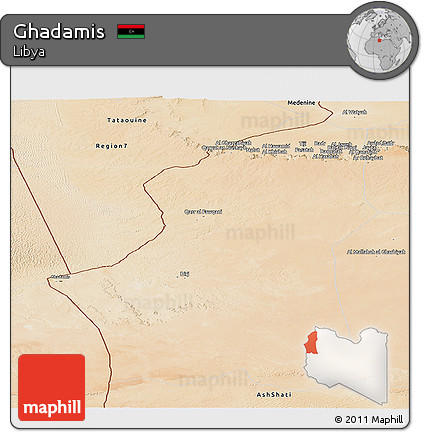 Satellite Panoramic Map of Ghadamis