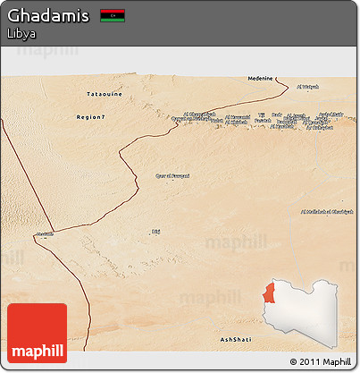 Satellite Panoramic Map of Ghadamis