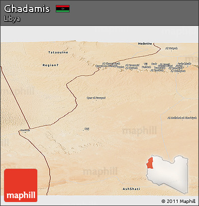 Satellite Panoramic Map of Ghadamis