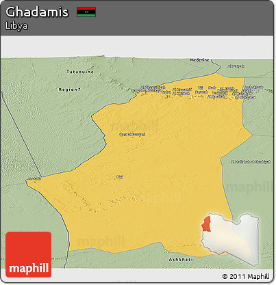 Savanna Style Panoramic Map of Ghadamis