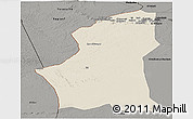 Shaded Relief Panoramic Map of Ghadamis, darken, semi-desaturated