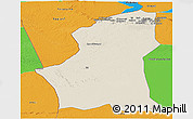 Shaded Relief Panoramic Map of Ghadamis, political outside