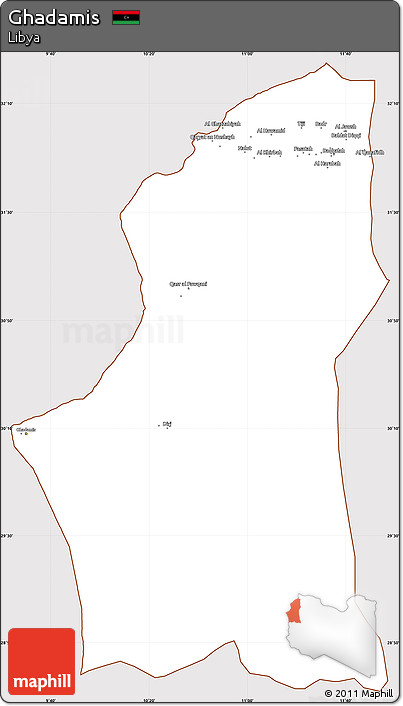 Classic Style Simple Map of Ghadamis, cropped outside