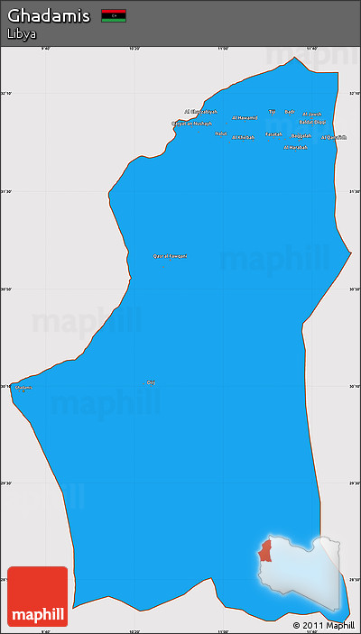 Political Simple Map of Ghadamis, cropped outside