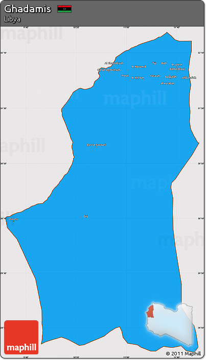 Political Simple Map of Ghadamis, cropped outside
