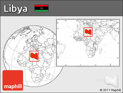 Blank Location Map of Libya, within the entire continent