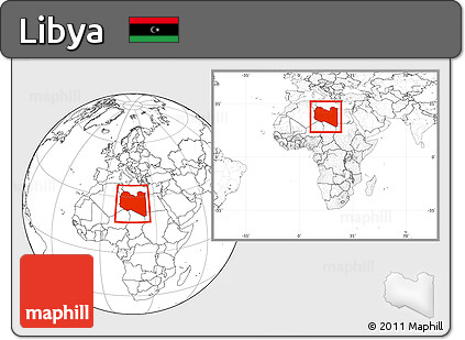 Blank Location Map of Libya, within the entire continent