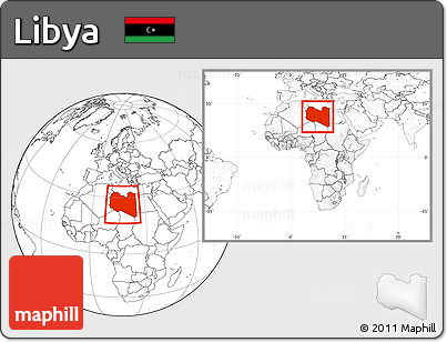 Blank Location Map of Libya, within the entire continent