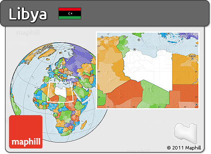 Blank Location Map of Libya, political outside