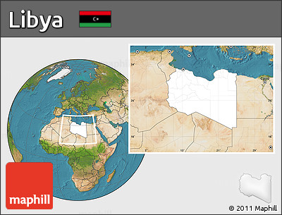 Blank Location Map of Libya, satellite outside