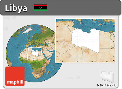 Blank Location Map of Libya, satellite outside