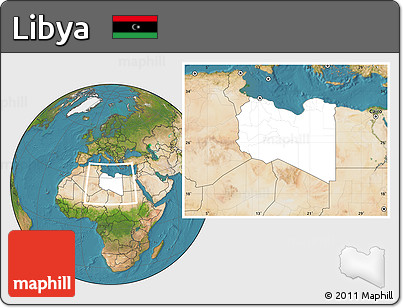 Blank Location Map of Libya, satellite outside