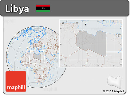 Gray Location Map of Libya, lighten, semi-desaturated