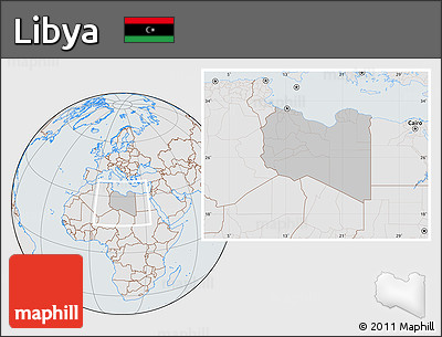 Gray Location Map of Libya, lighten, semi-desaturated