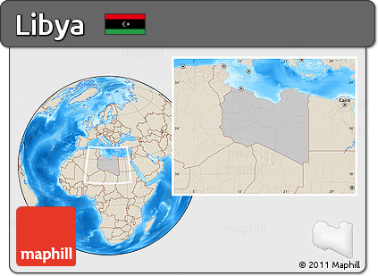 Gray Location Map of Libya, shaded relief outside