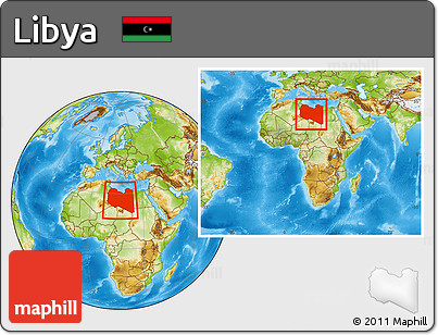 Physical Location Map of Libya, within the entire continent