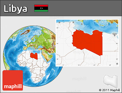 Physical Location Map of Libya, highlighted continent