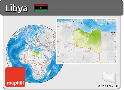 Physical Location Map of Libya, lighten, desaturated, land only