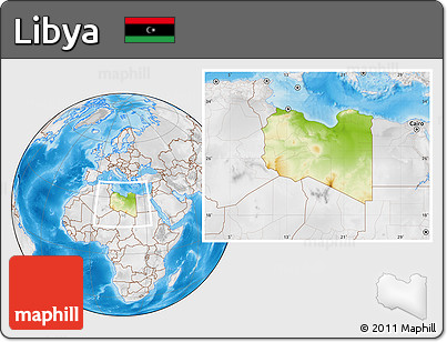 Physical Location Map of Libya, lighten, desaturated, land only
