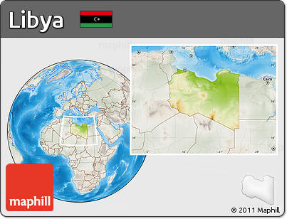 Physical Location Map of Libya, lighten, semi-desaturated, land only