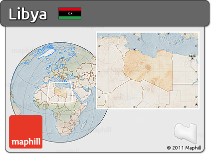 Satellite Location Map of Libya, lighten