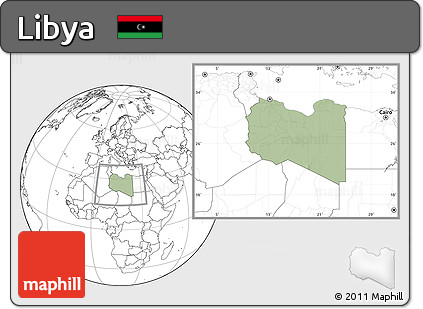 Savanna Style Location Map of Libya, blank outside, hill shading inside