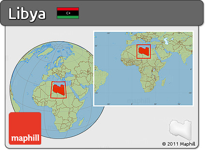 Savanna Style Location Map of Libya, within the entire continent