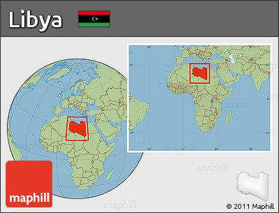 Savanna Style Location Map of Libya, within the entire continent