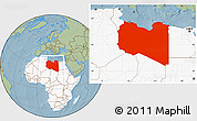 Savanna Style Location Map of Libya, highlighted continent, hill shading