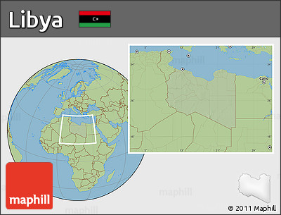 Savanna Style Location Map of Libya, hill shading inside