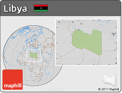 Savanna Style Location Map of Libya, lighten, desaturated