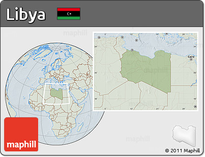 Savanna Style Location Map of Libya, lighten, hill shading