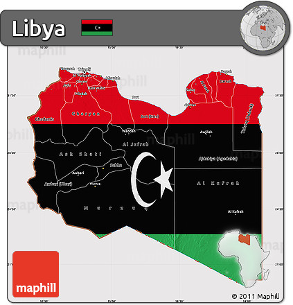 Flag Map of Libya
