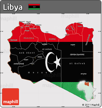 Flag Map of Libya