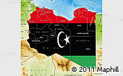 Flag Map of Libya, physical outside