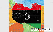 Flag Map of Libya, political shades outside