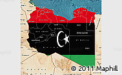 Flag Map of Libya, satellite outside