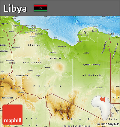 Physical Map of Libya