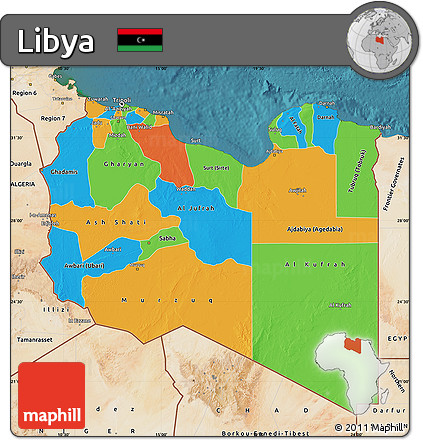 Political Map of Libya, satellite outside