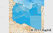 Political Shades Map of Libya, satellite outside, bathymetry sea