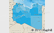 Political Shades Map of Libya, shaded relief outside, bathymetry sea