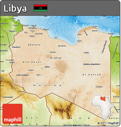 Satellite Map of Libya, physical outside