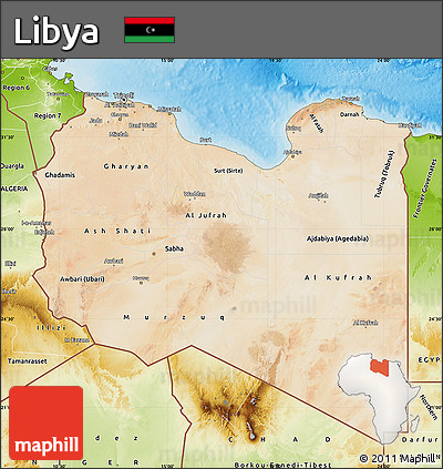 Satellite Map of Libya, physical outside
