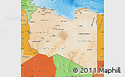 Satellite Map of Libya, political shades outside