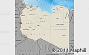 Shaded Relief Map of Libya, darken, desaturated, land only