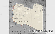Shaded Relief Map of Libya, darken, desaturated