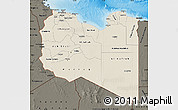 Shaded Relief Map of Libya, darken, land only