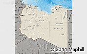 Shaded Relief Map of Libya, darken, semi-desaturated, land only
